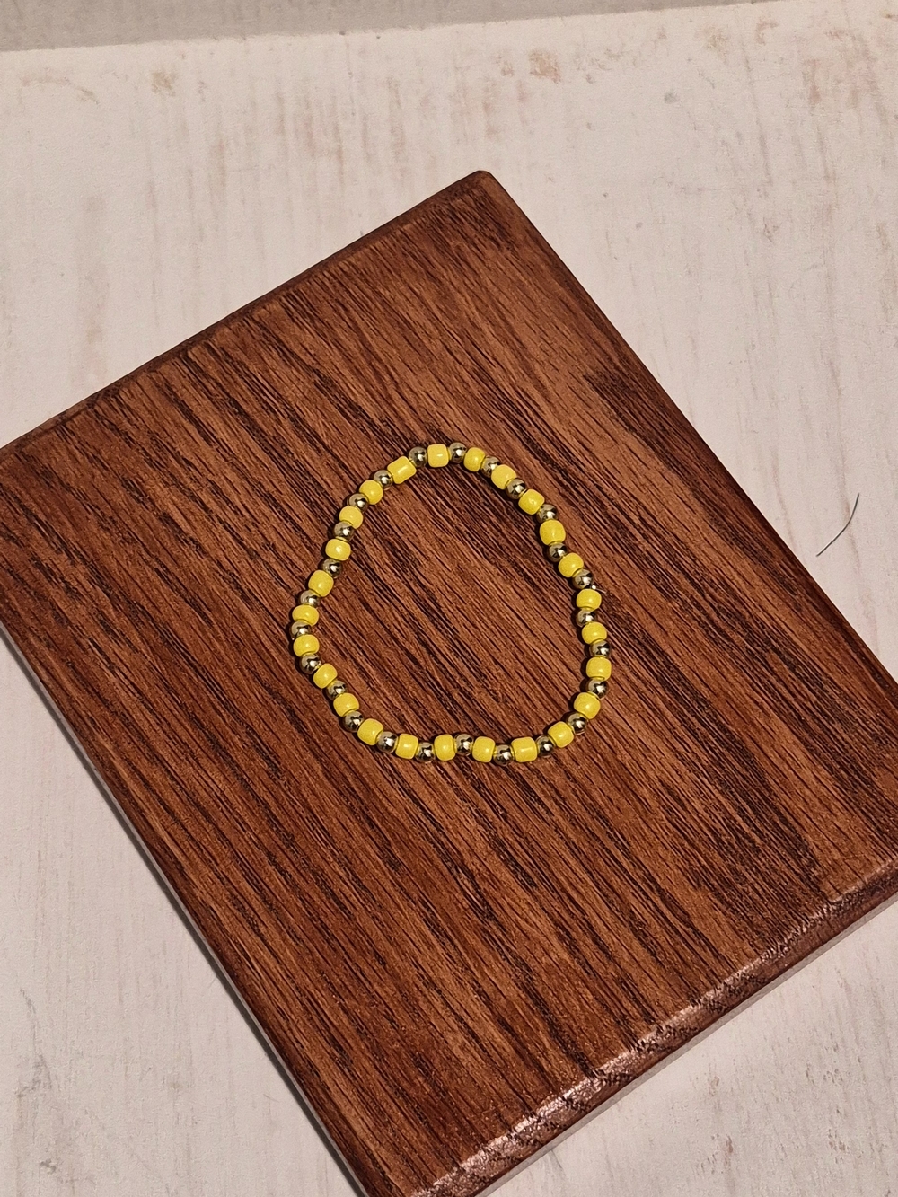 Yellow & Gold Beaded Stretch Bracelet - Women Jewelry